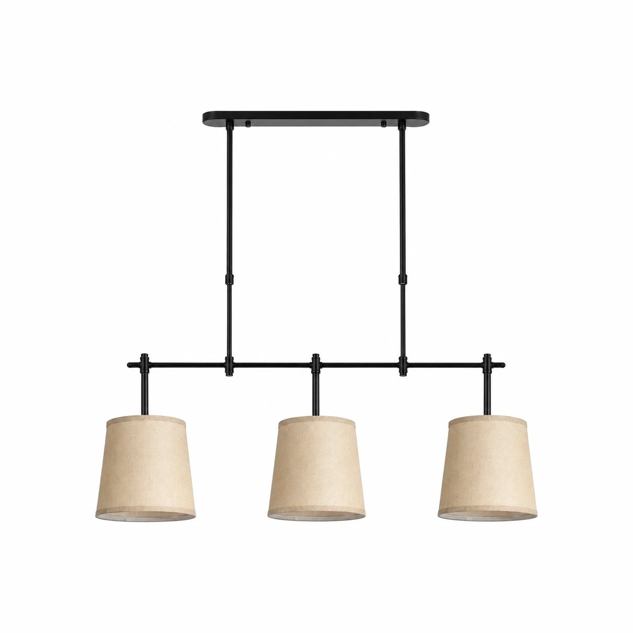 Dumora Beige shade Black finish linear chandelier