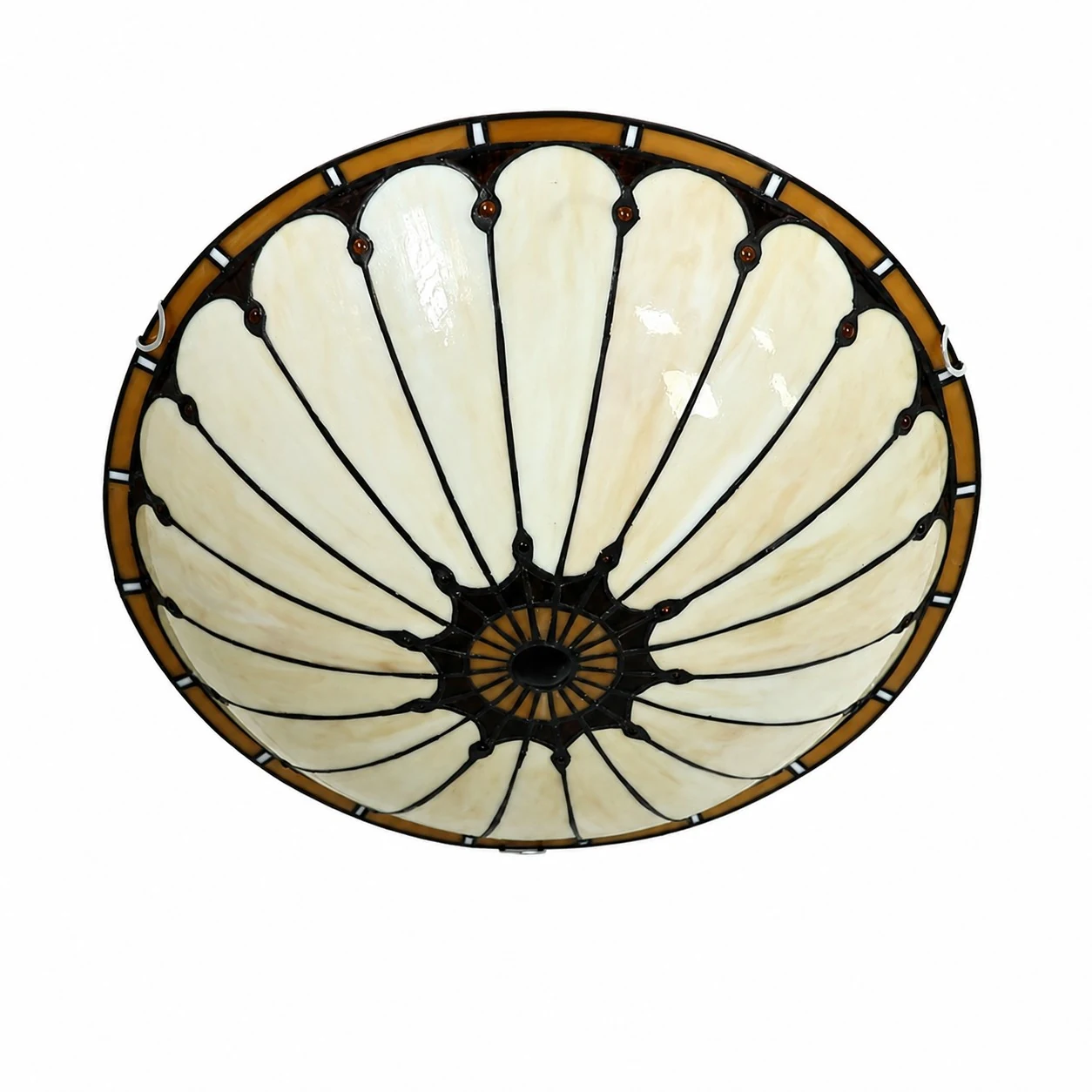 Lámpara de techo empotrable de 50 cm con 3 luces, arco ámbar y carcasa plateada.