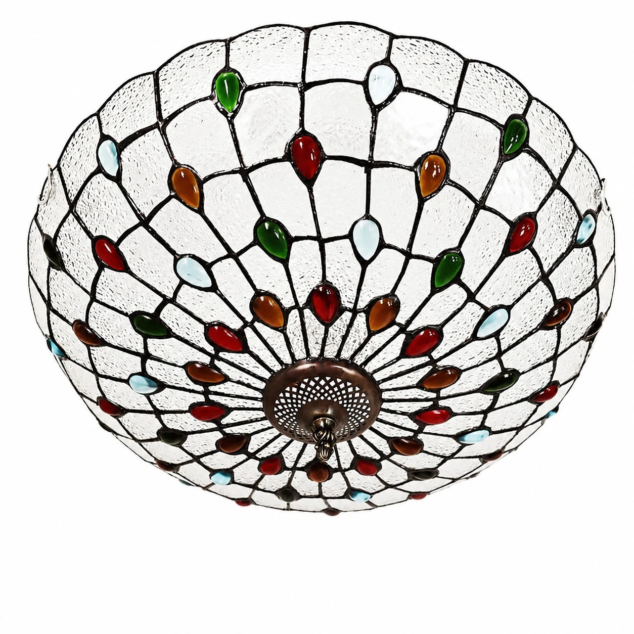 Lámpara de techo empotrable de 50 cm con 3 luces, acabado Clear Gem Diamond Clear.